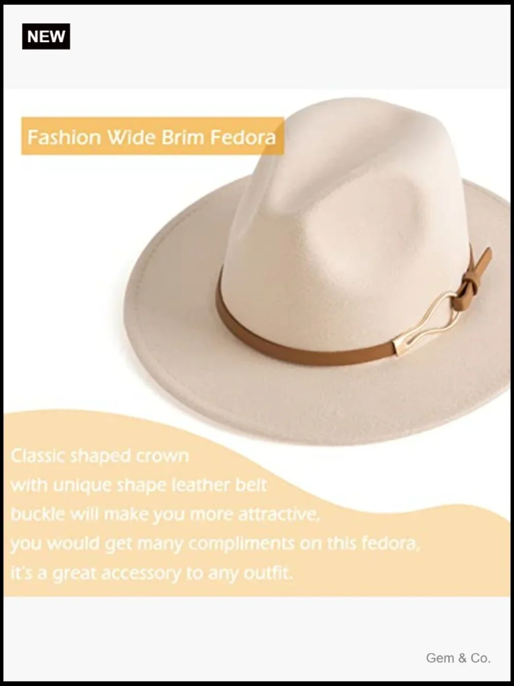 Wide Brim Floppy Fedora Panama Hat with Adjustable Strap